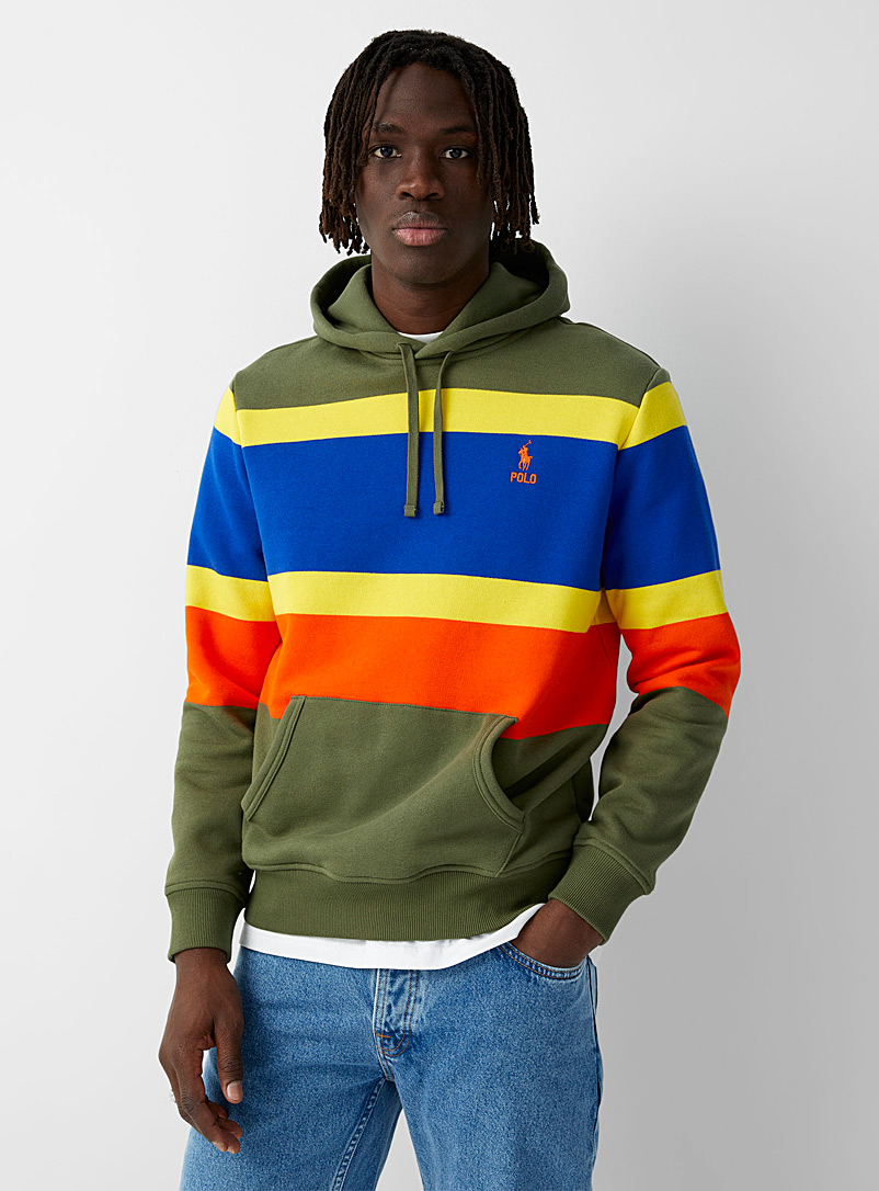 Polo Ralph Lauren Mossy Green Striped block hoodie for men