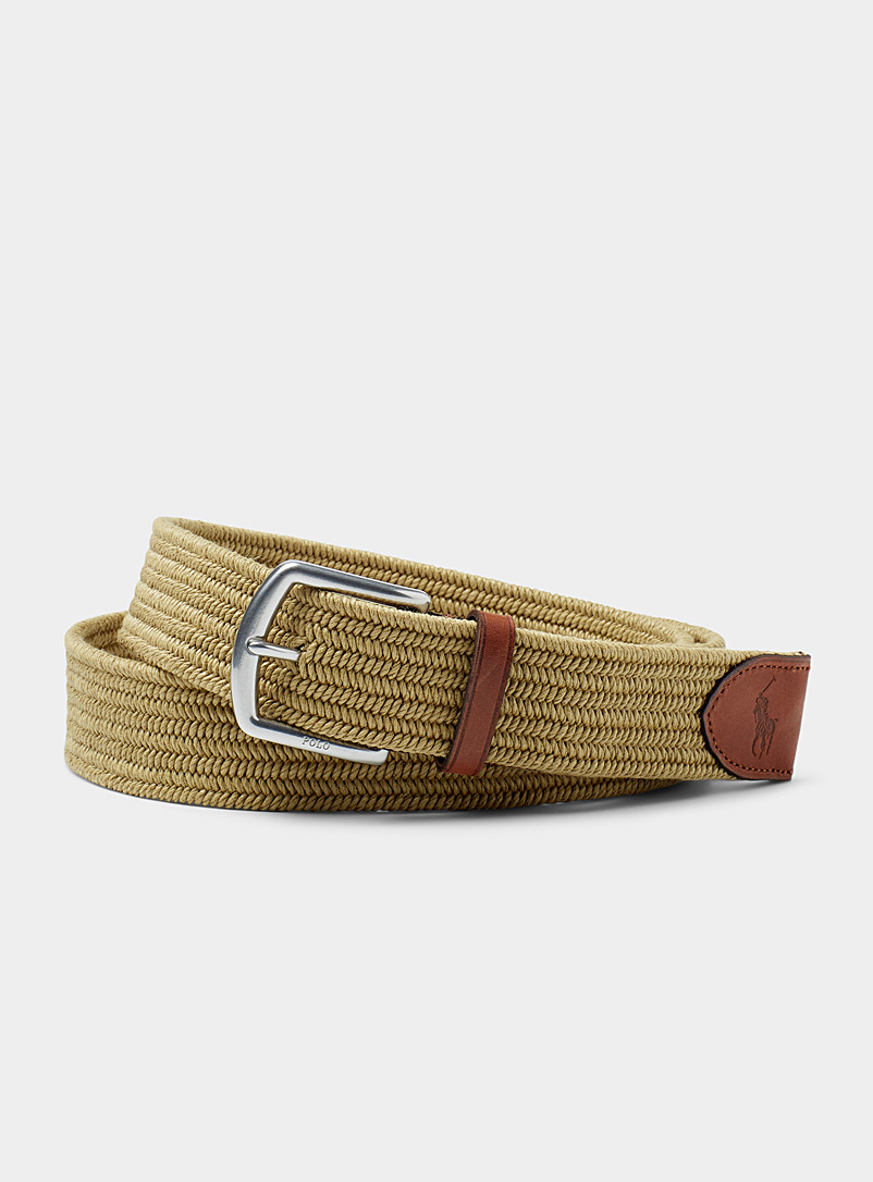 Polo Ralph Lauren: La ceinture tressée coton ciré Tan beige fauve pour homme