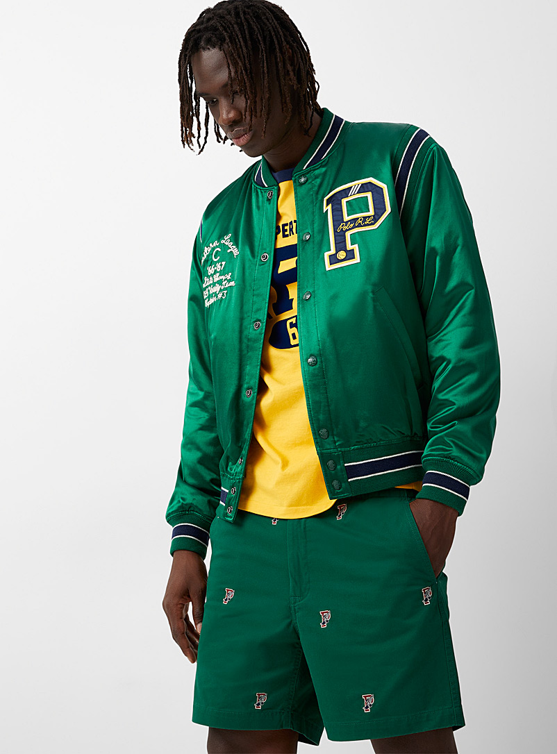 Polo Ralph Lauren Mossy Green Satiny varsity jacket for men