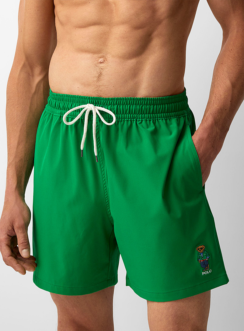 Polo Ralph Lauren Green Embroidered teddy bear deep green swim short for men