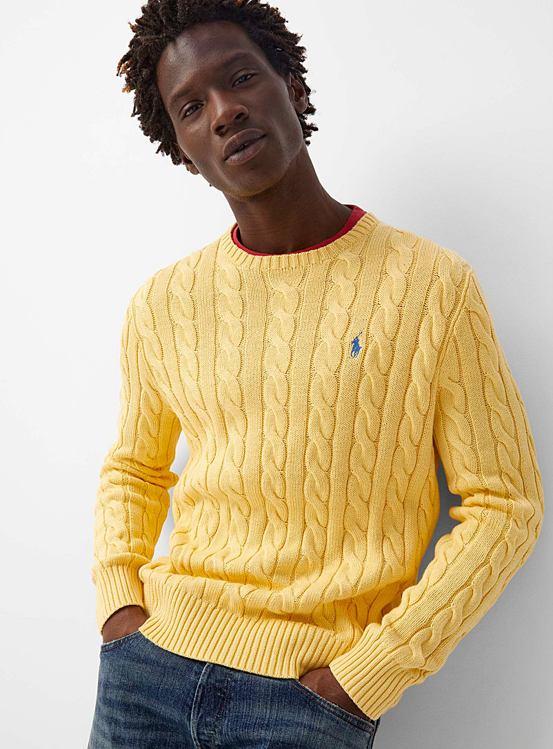 Embroidered rider twisted-cable sweater | Polo Ralph Lauren | Shop Men's  Crew Neck Sweaters Online | Simons