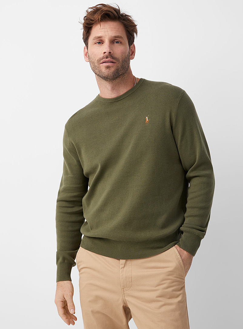 Polo Ralph Lauren: Le pull emblème brodé Vert foncé-mousse-olive pour homme