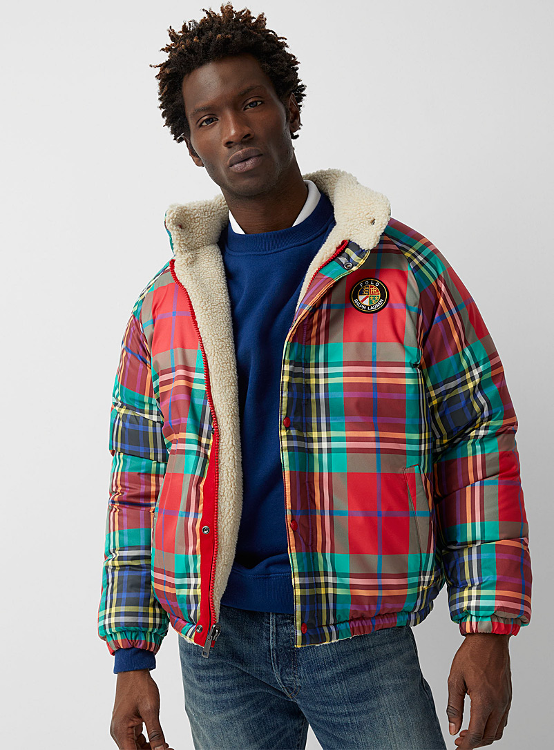 Polo Ralph Lauren: Le manteau carreaux vifs doublure Sherpa Rouge pour homme