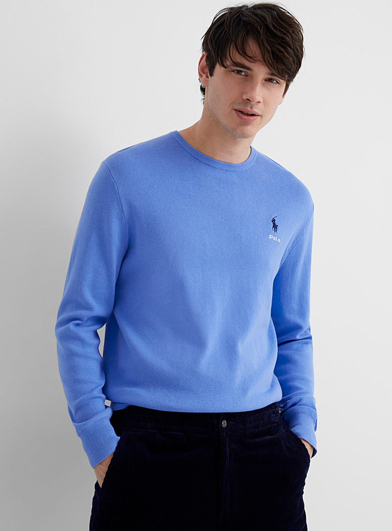 Polo Ralph Lauren Baby Blue Embroidered emblem minimalist sweater for men
