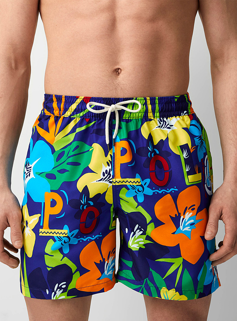 Polo Ralph Lauren Patterned Blue Traveler primary tropical swim trunk for men