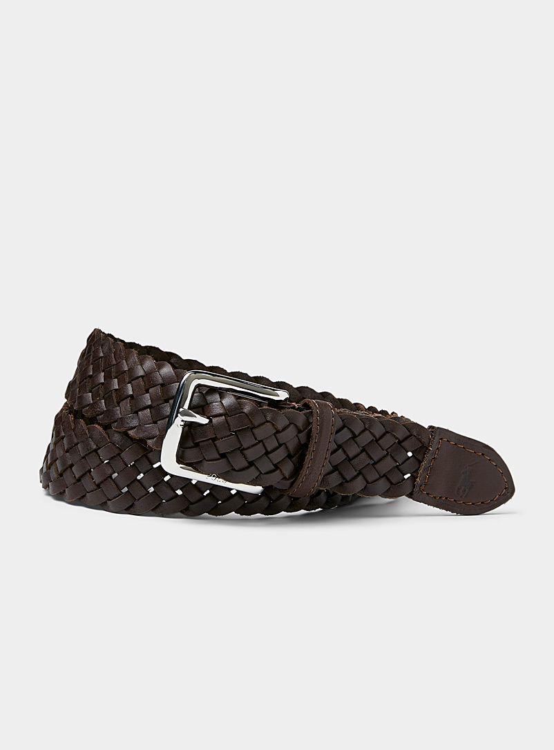 Polo Ralph Lauren Dark Brown Leather braided belt for men