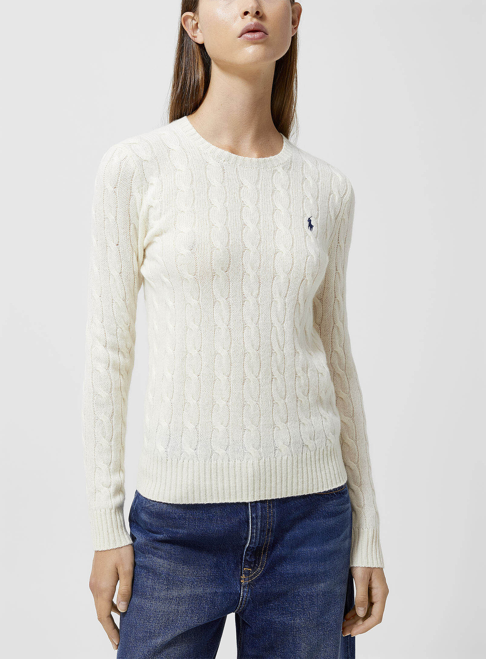 Polo Ralph Lauren - Embroidered logo wool and cashmere sweater (Women, White, SMALL)