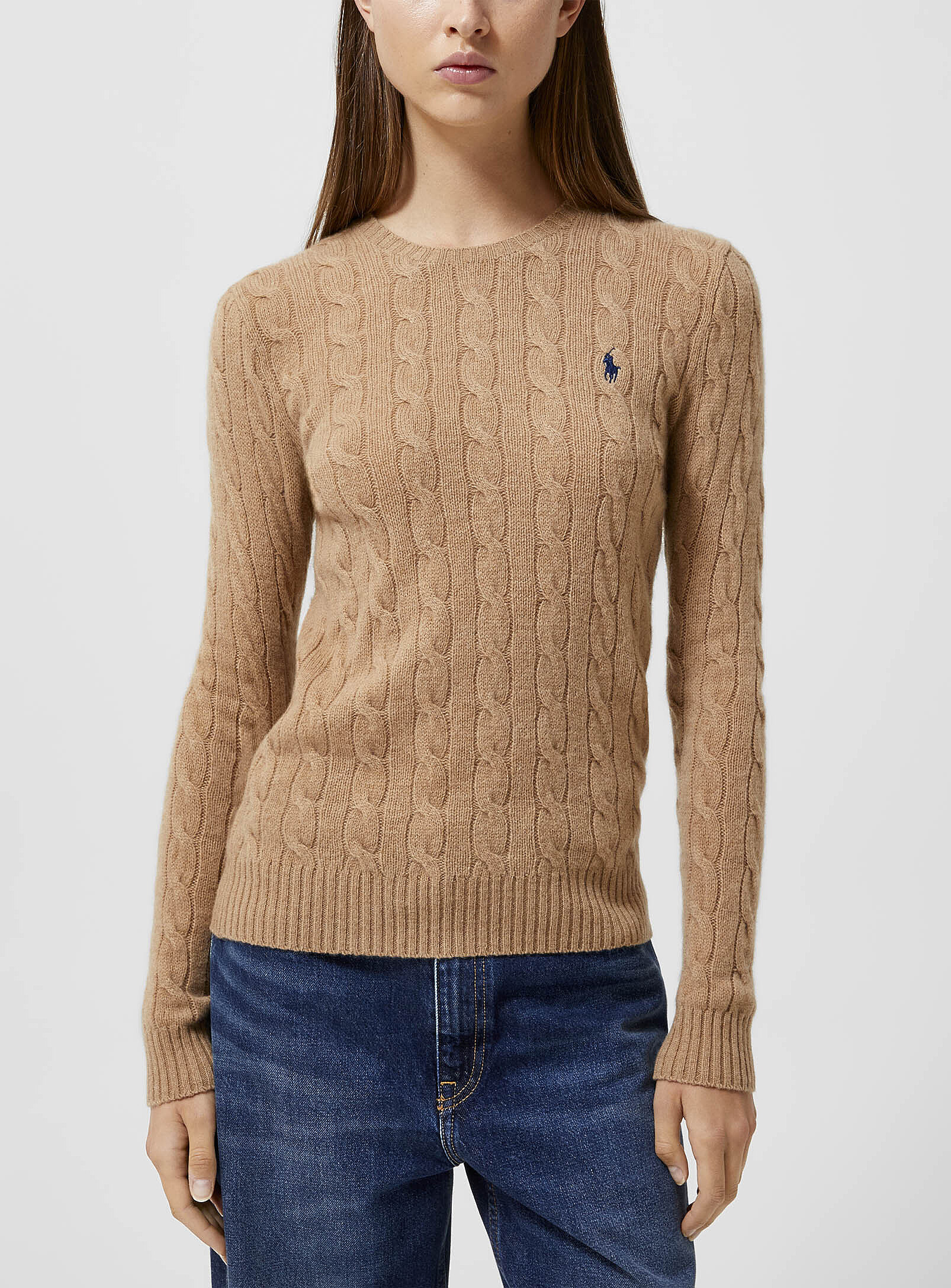Polo Ralph Lauren - Embroidered logo wool and cashmere sweater (Women, Brown, LARGE)