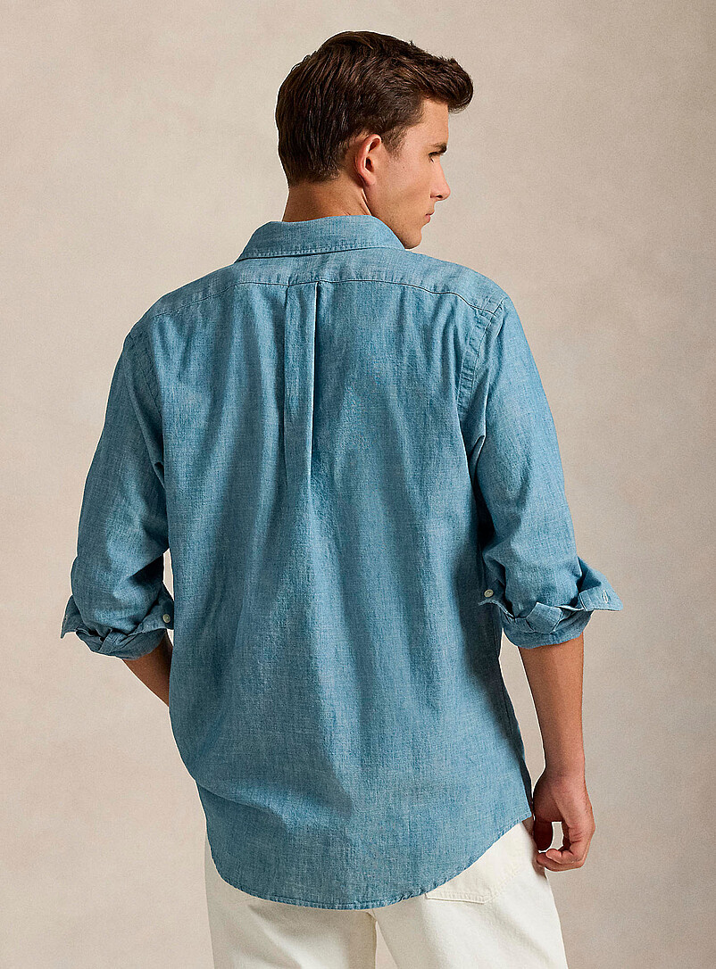 Embroidered-rider denim-like shirt Classic fit product image 2