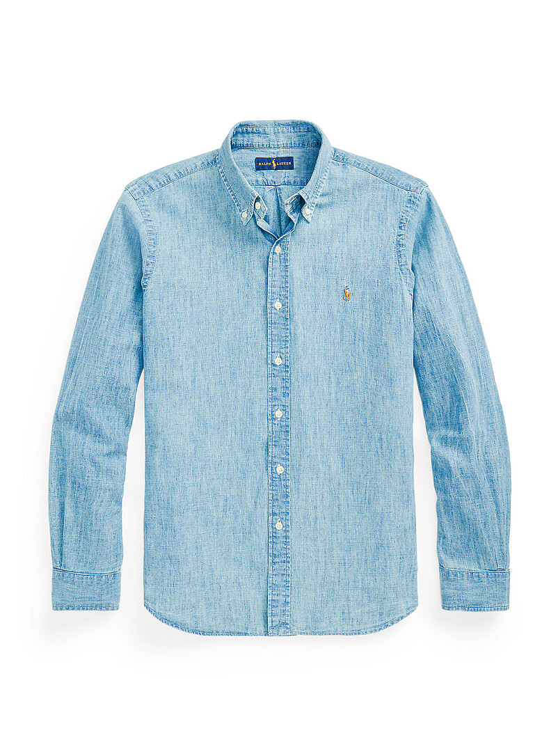 Embroidered-rider denim-like shirt Classic fit product image 3