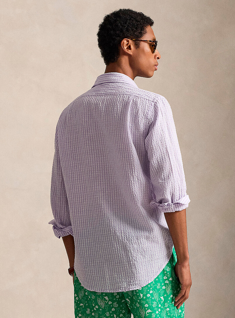Lavender striped seersucker shirt Classic fit product image 2