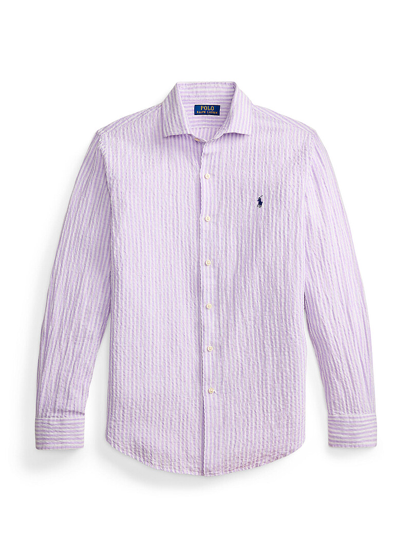 Lavender striped seersucker shirt Classic fit product image 3