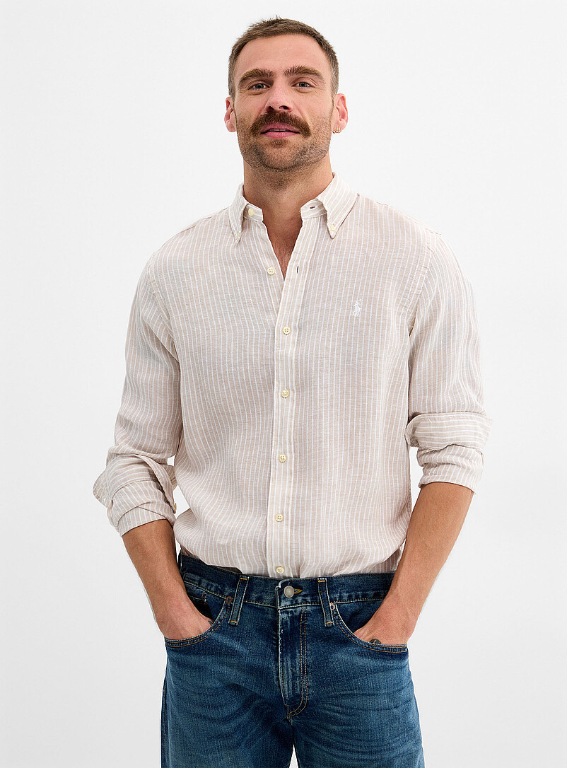 Twin-Stripe Pure Linen Shirt Classic Fit