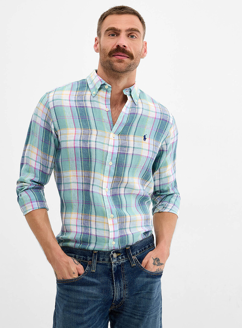 Pastel Check Pure Linen Shirt Classic Fit