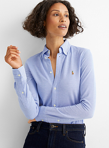 Embroidered logo blue oxford shirt | Polo Ralph Lauren | Women%u2019s Shirts  | Simons