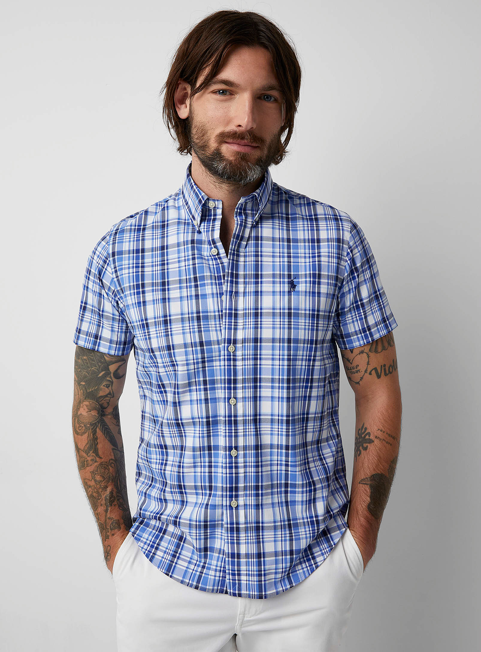 Polo Ralph Lauren - La chemise microfibre carreaux bleus