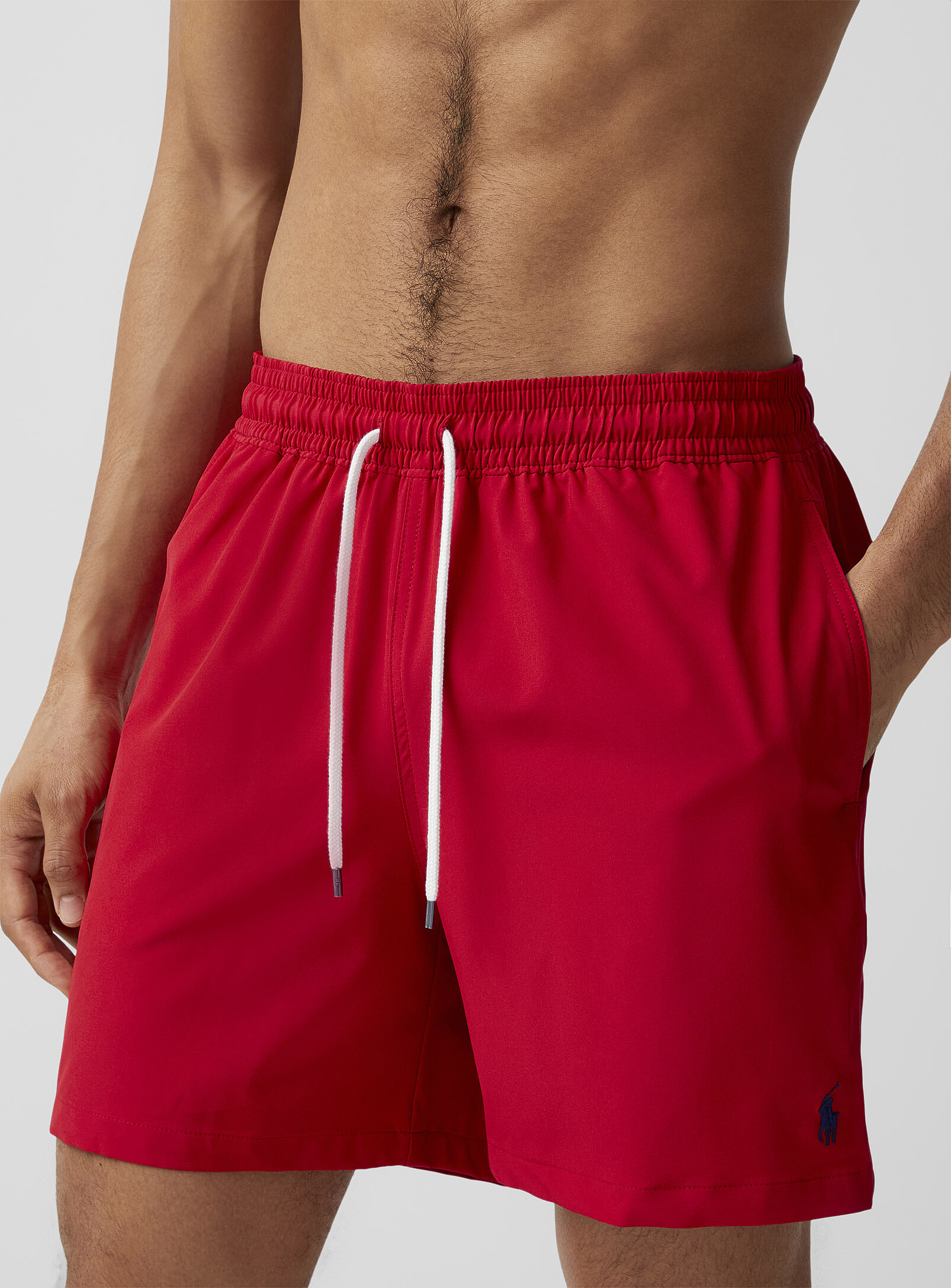 Polo Ralph Lauren - Embroidered logo stretch swim trunk (Men, Red, SMALL)