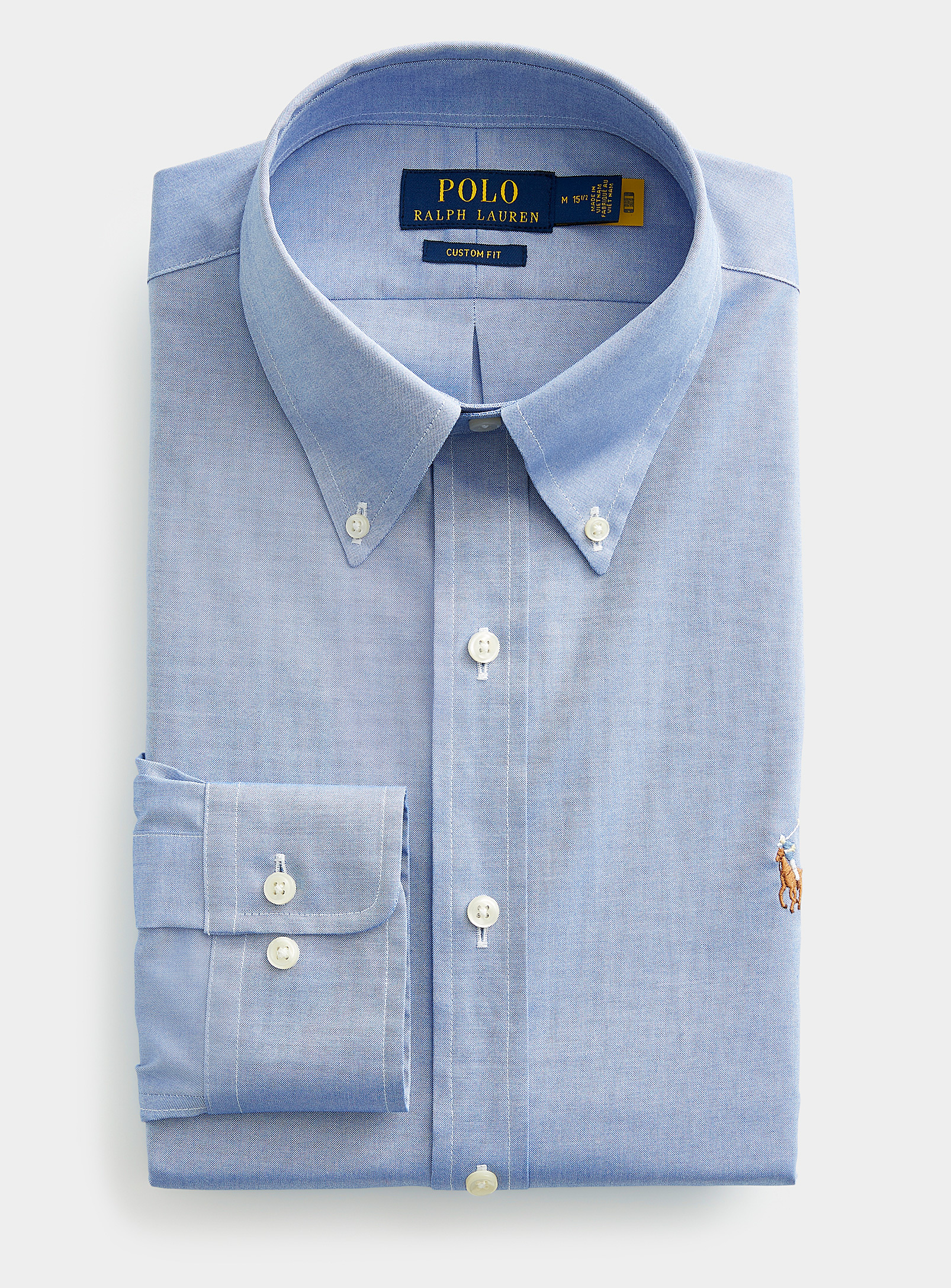 Polo Ralph Lauren Contrast Topstitch Faux-denim Shirt Semi-slim Fit In Blue