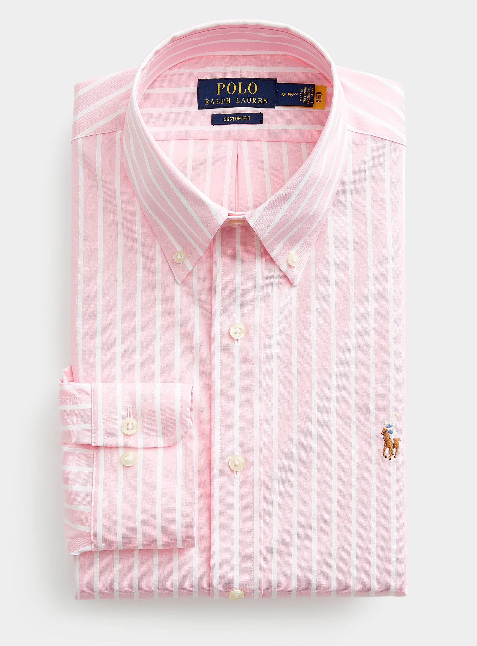 Polo Ralph Lauren Vertical-stripe Colourful Shirt Semi-slim Fit In Pink
