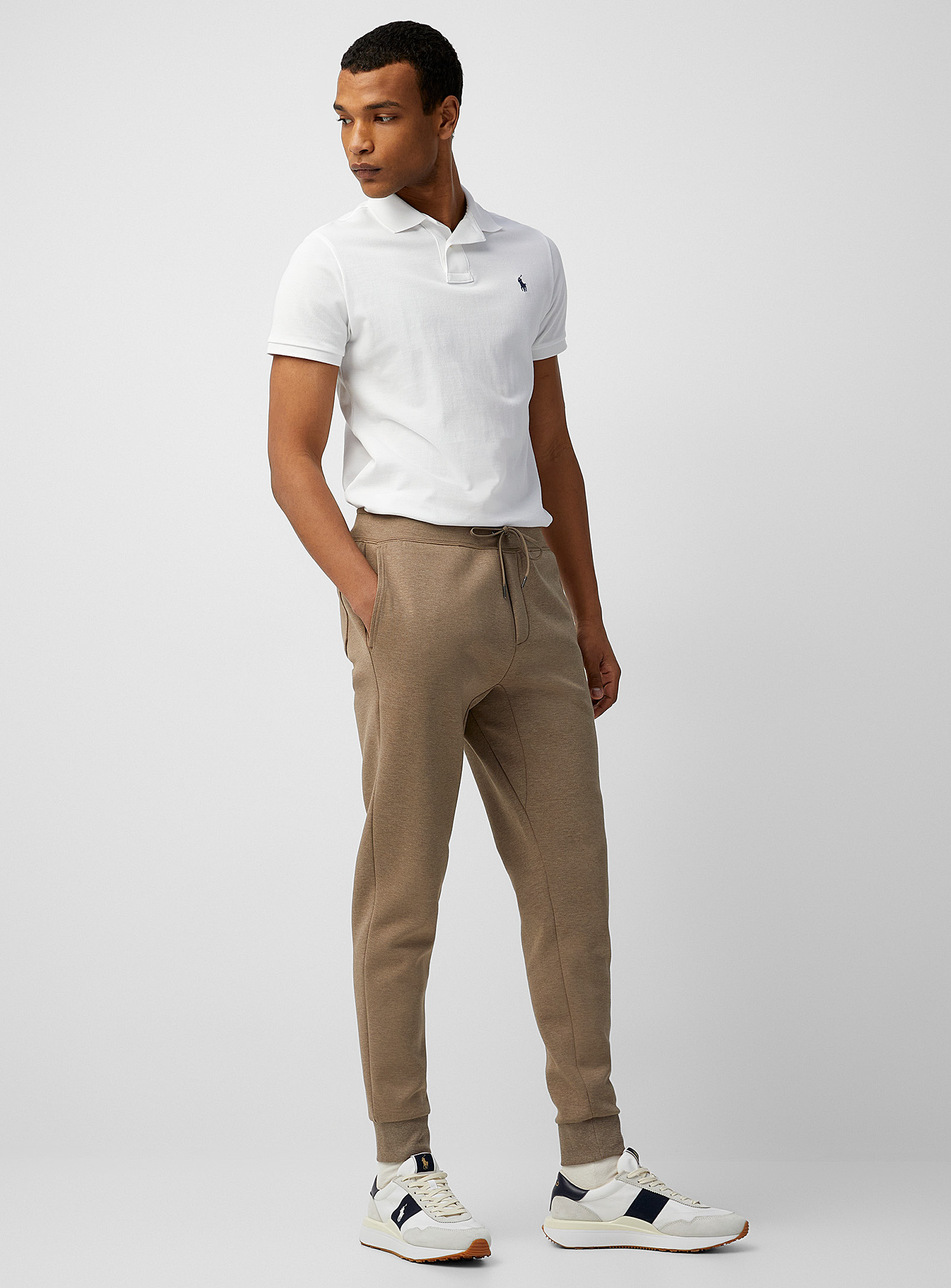 Polo Ralph Lauren Structured Jersey Joggers In Light Brown