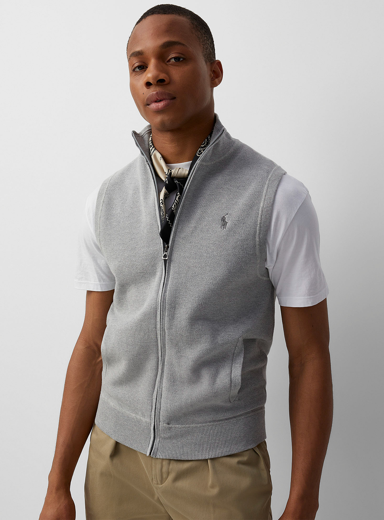 Polo Shirt Ralph Lauren - Men's Piqué knit zip-up sleeveless cardigan