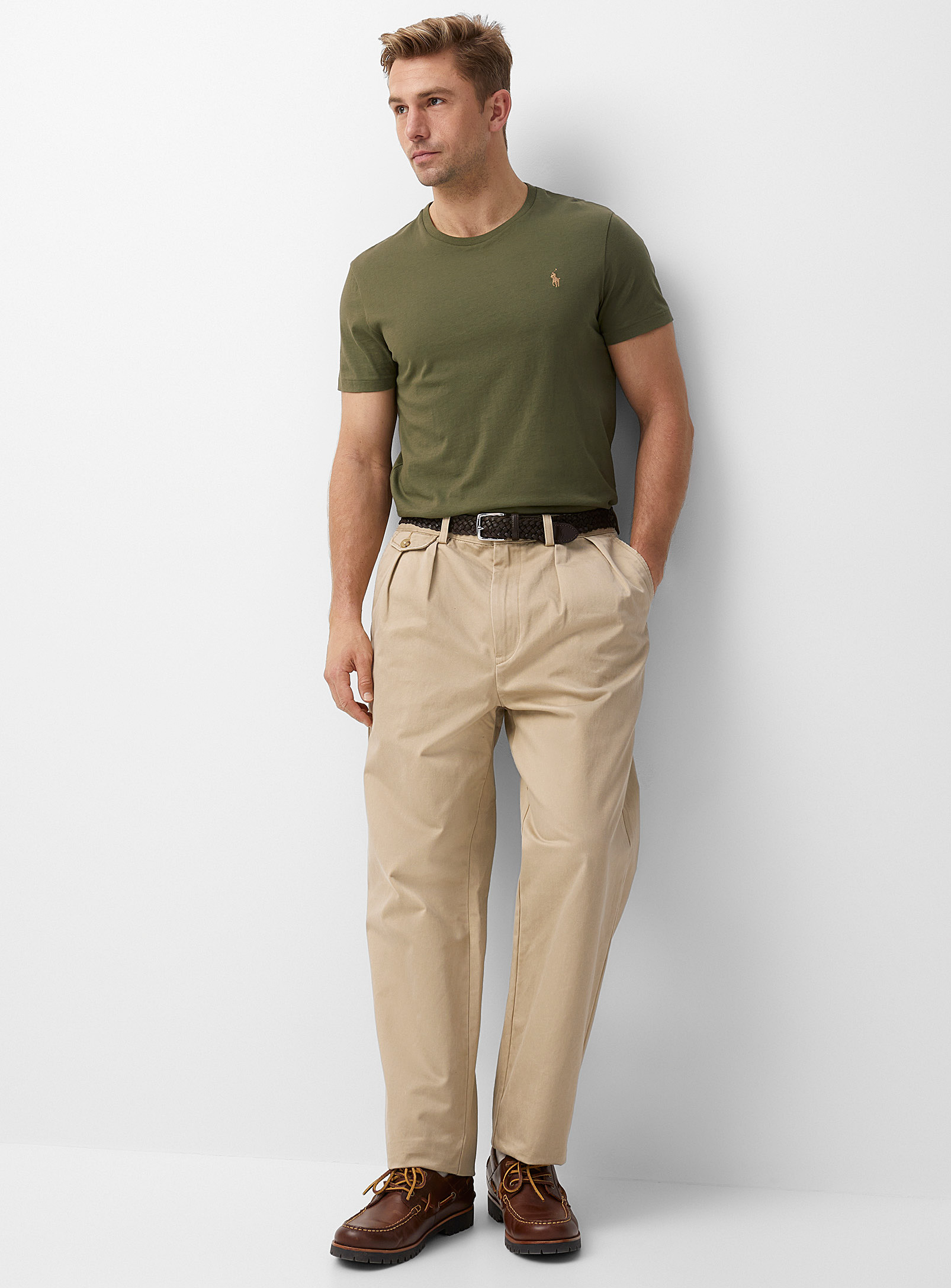 Shop Polo Ralph Lauren The Whitman Pleated Chinos Loose Fit In Fawn