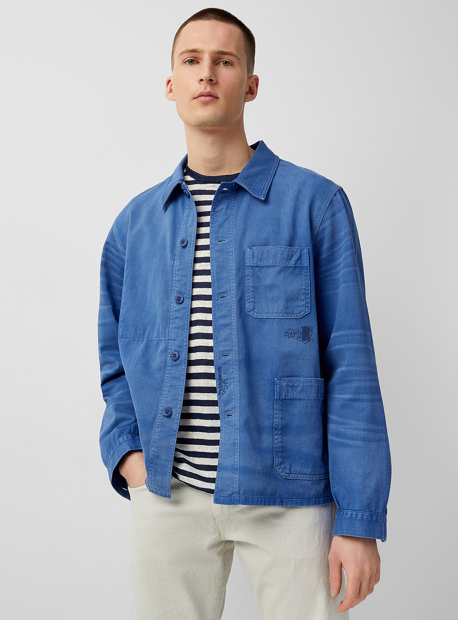 Polo Ralph Lauren Distressed Twill Jacket In Blue