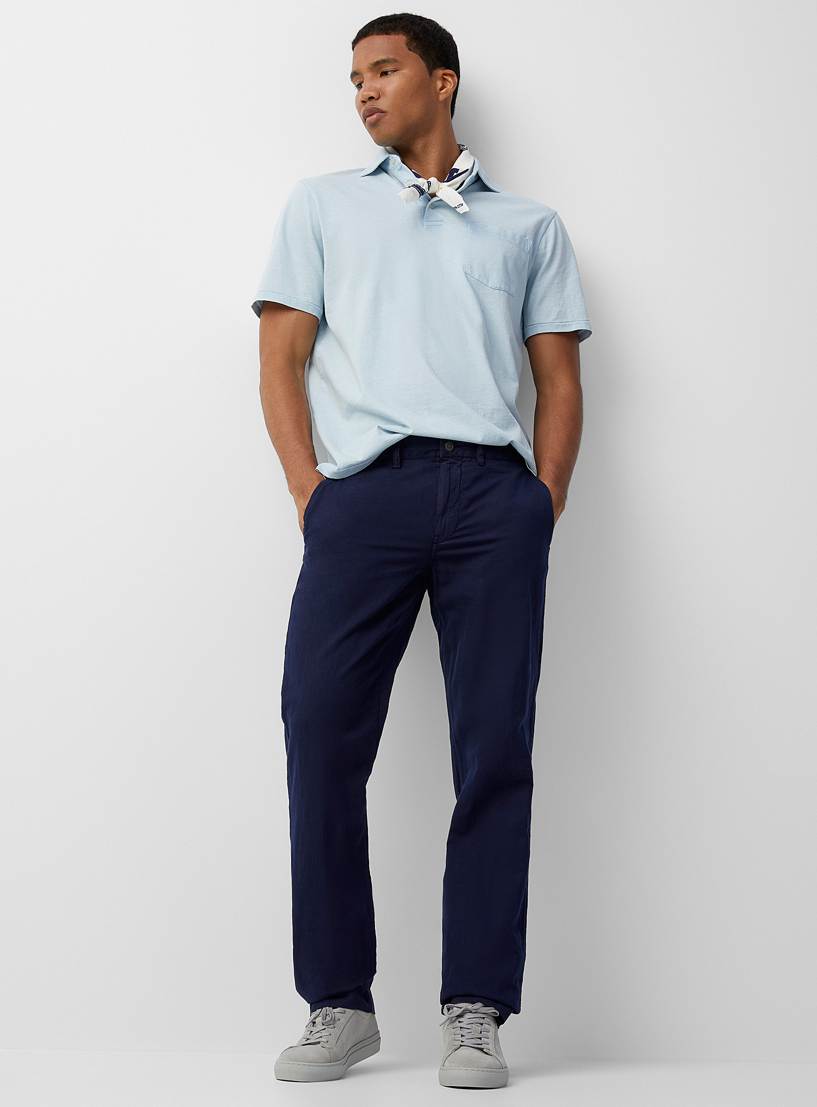 Polo Ralph Lauren Linen-cotton Bedford Pant Straight Fit In Navy/midnight Blue