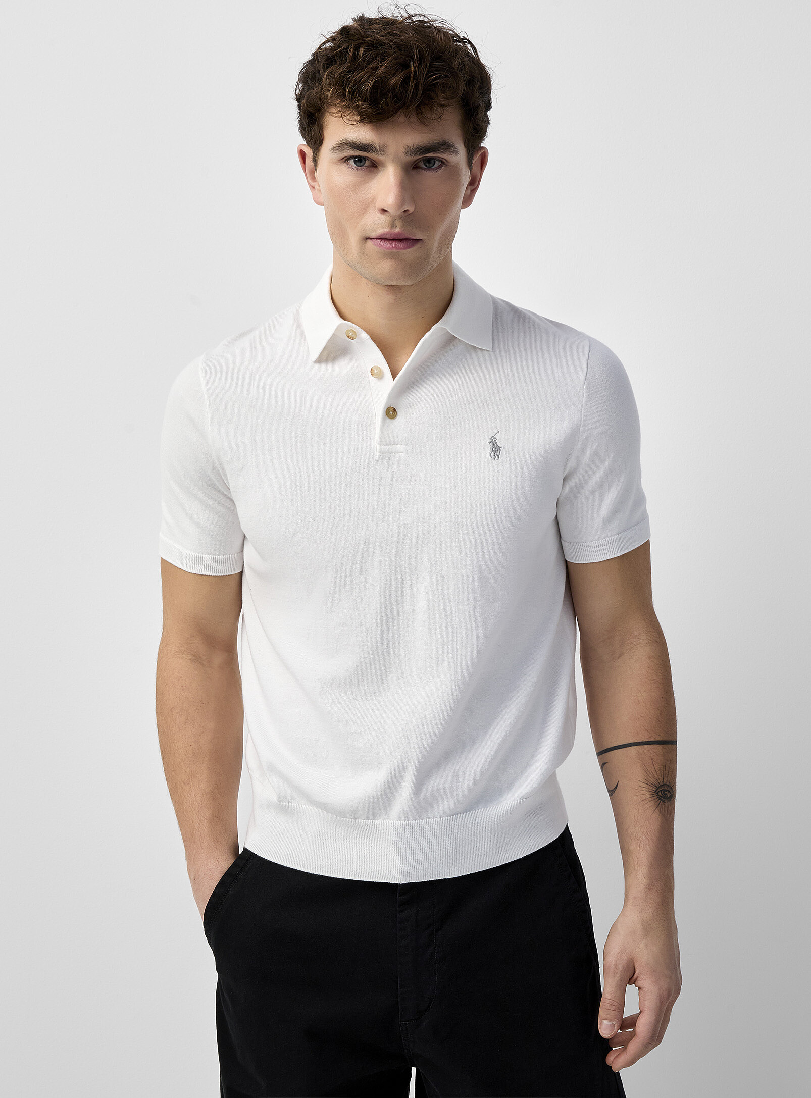 Polo Ralph Lauren - Lightweight knit polo (Men, White, LARGE)
