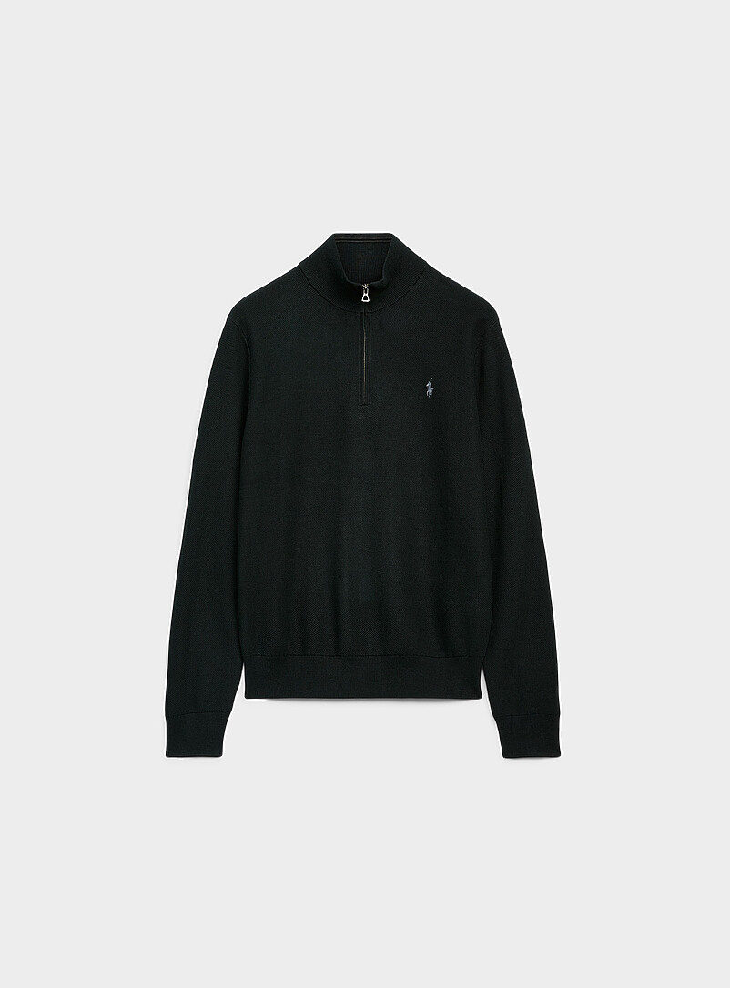 Honeycomb-stitch zip-neck sweater product image (primary)
