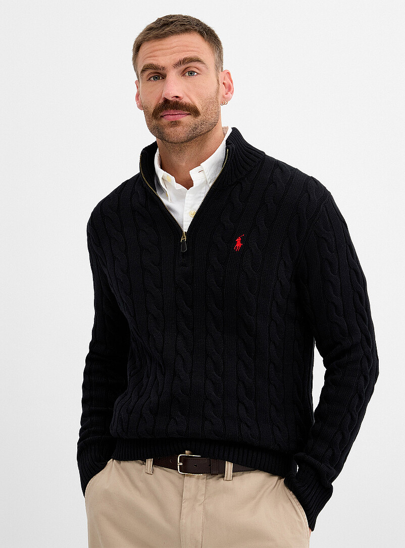 Twisted-cable zipped-collar sweater product image (primary)
