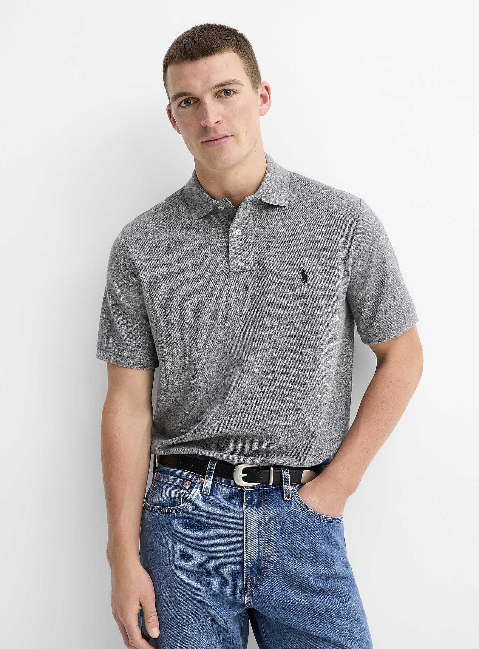 Polo Ralph Lauren - Embroidered rider piqué polo Classic fit (Men, Black, SMALL)