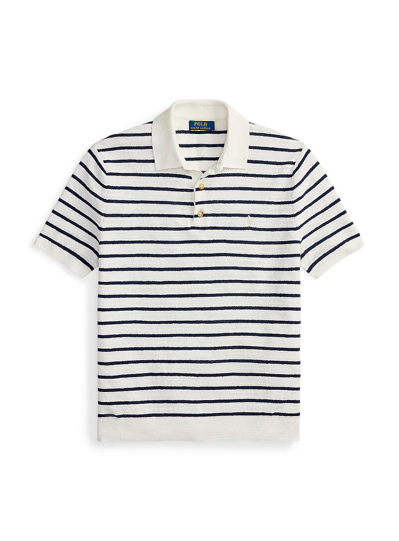 Twin-stripe linen-blend knit polo product image 3