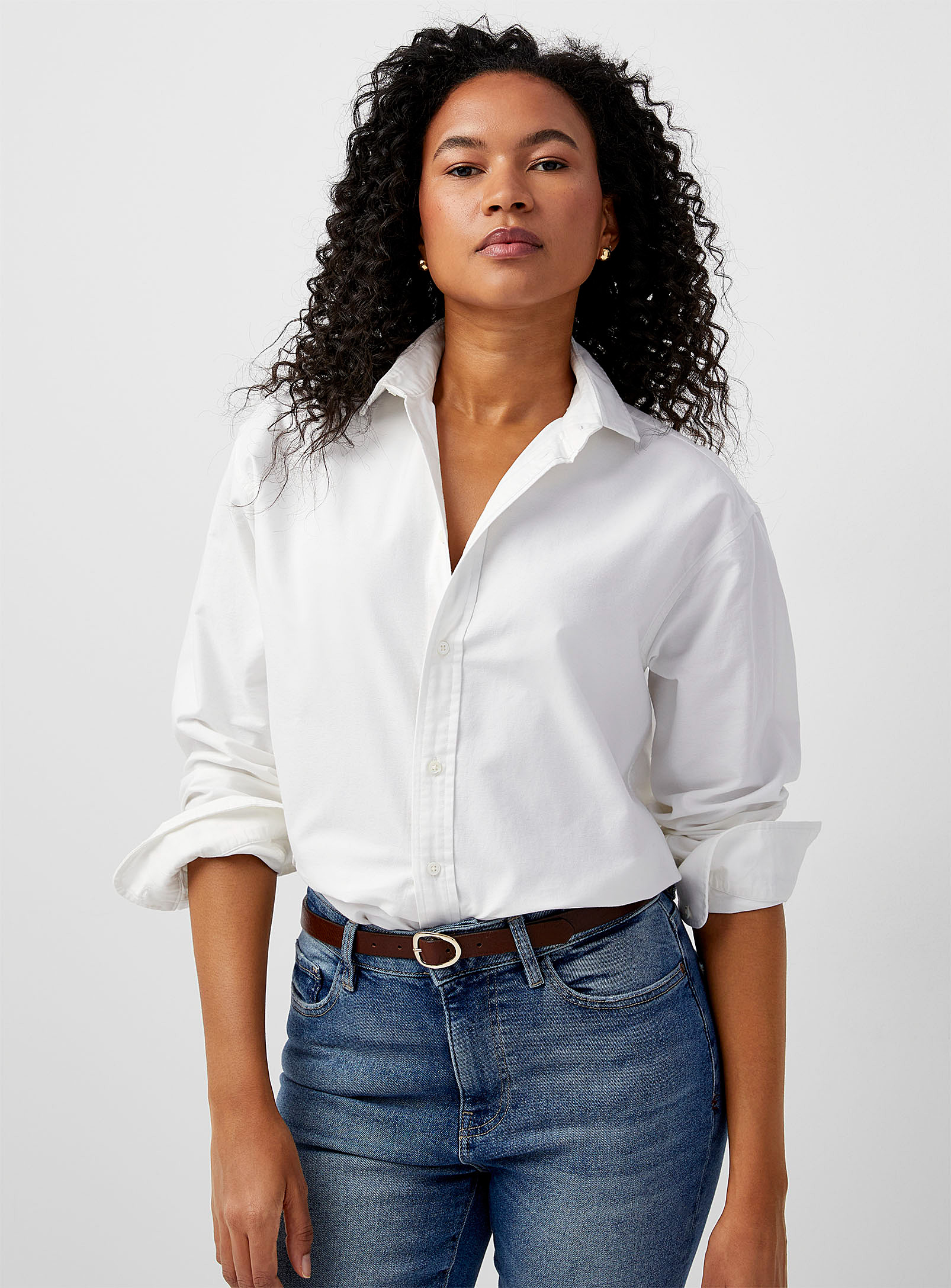 Polo Ralph Lauren Logo Cuff Elongated Shirt In White