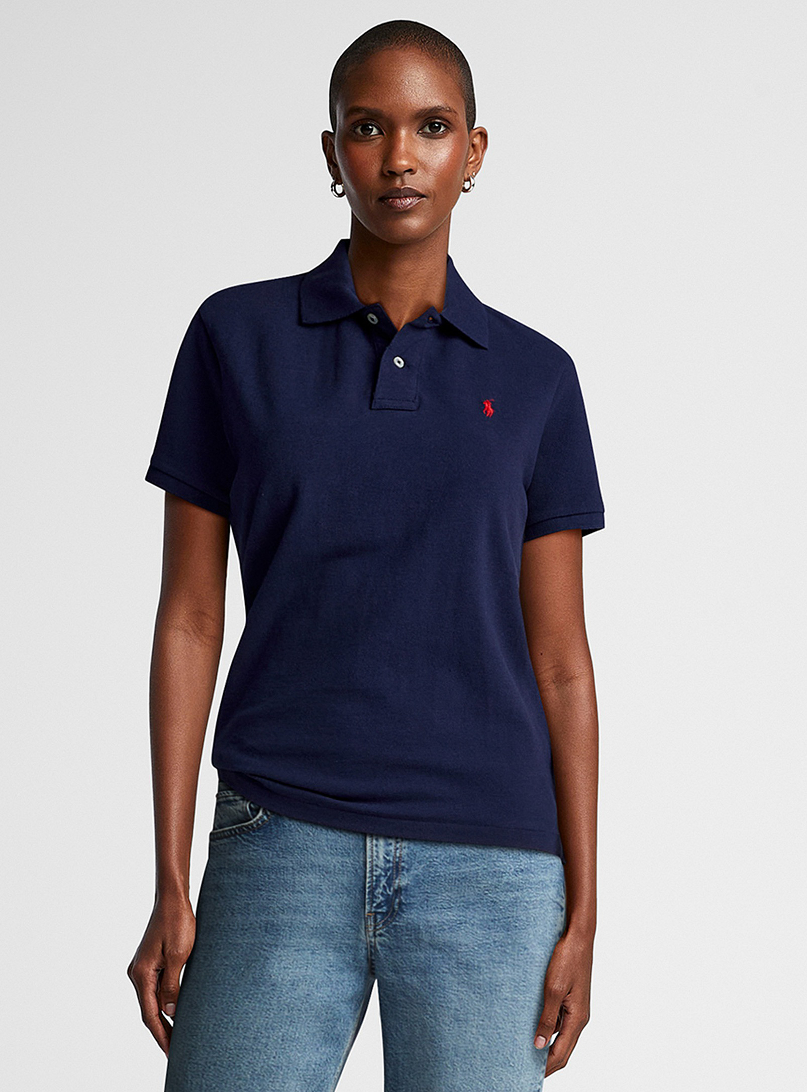 Polo Ralph Lauren Embroidered Logo Classic Polo In Navy/midnight Blue