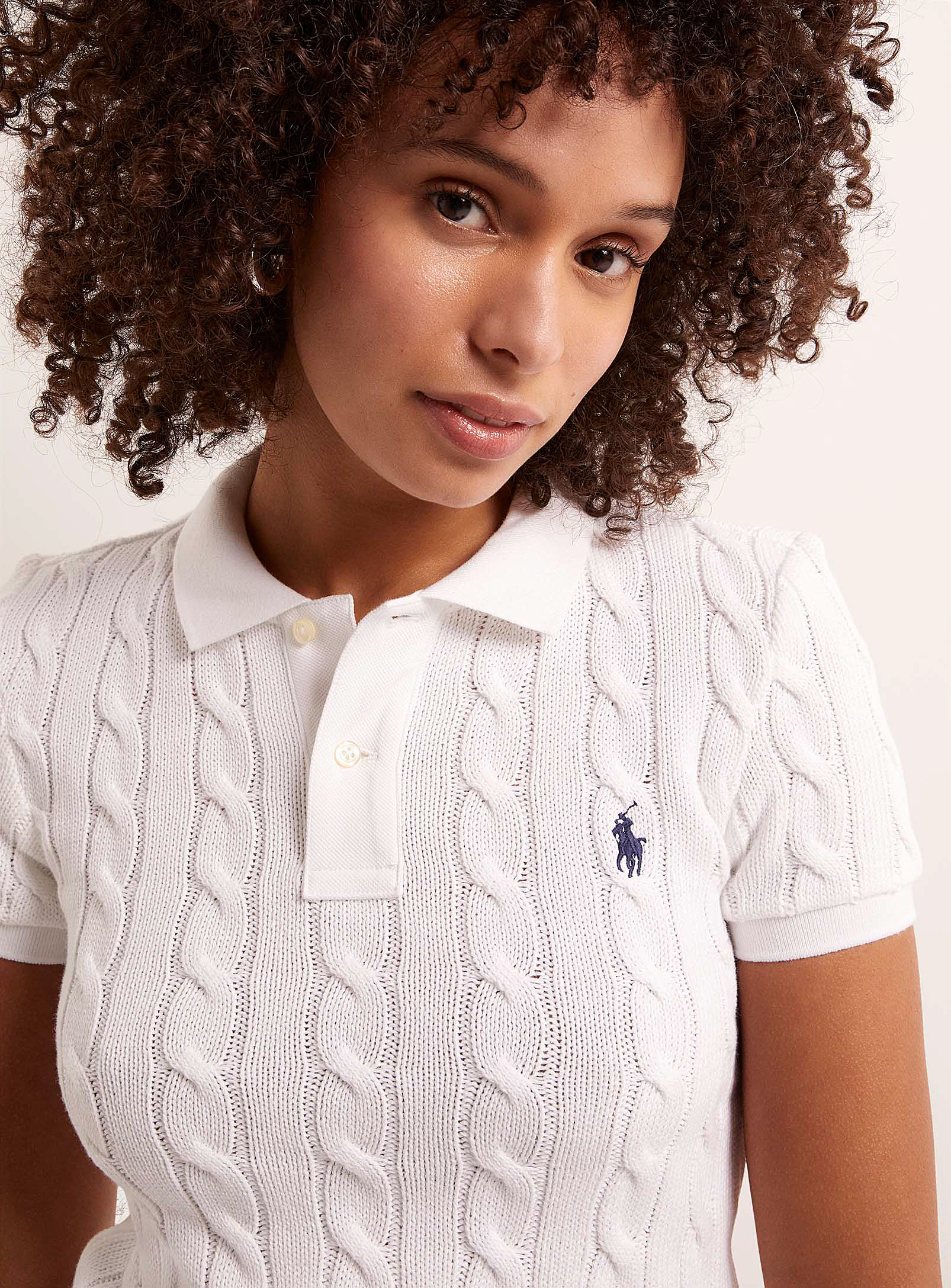 Polo Ralph Lauren Twisted Cable Logo Polo In White