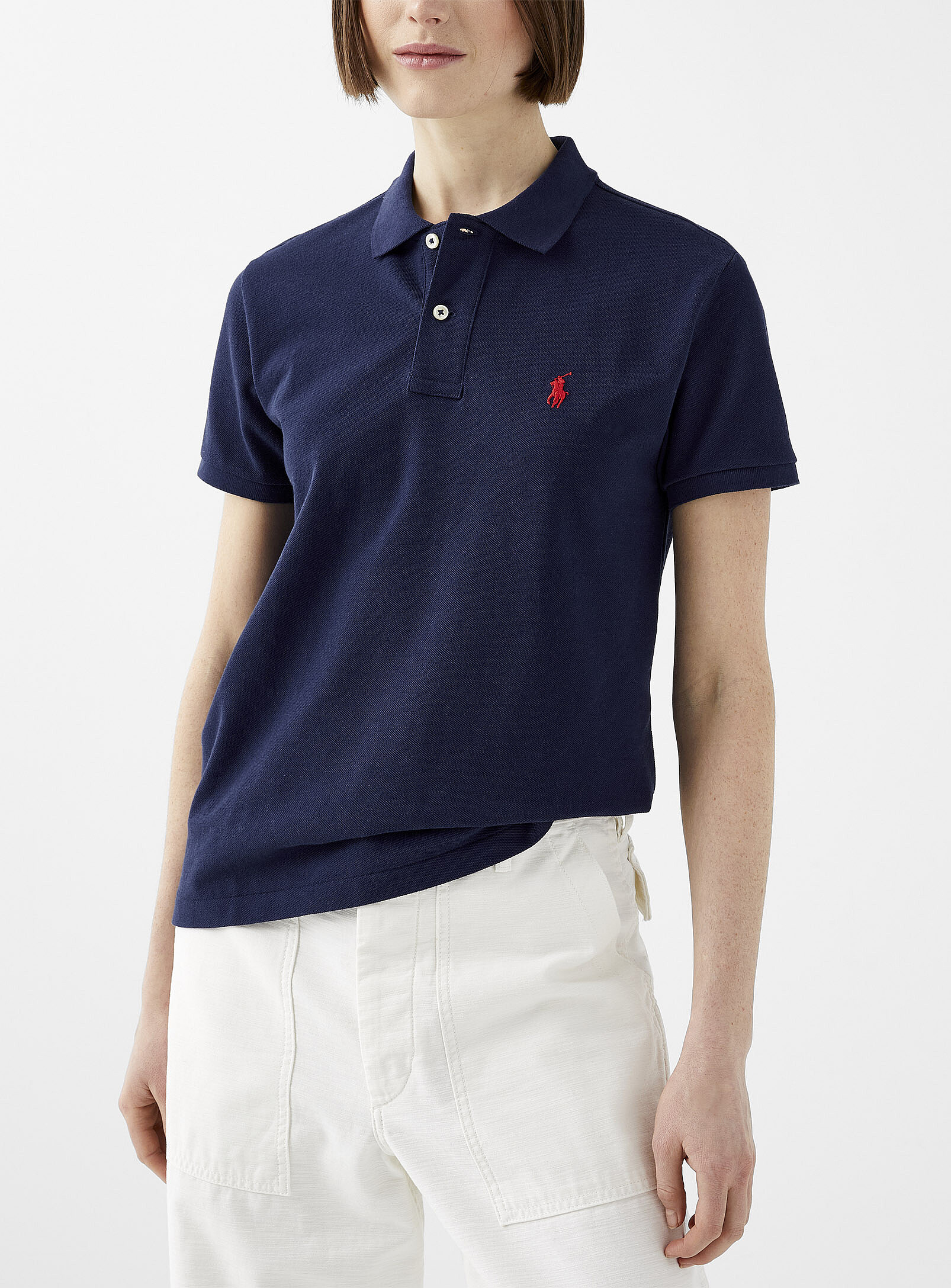 Polo Ralph Lauren - Signature crest polo shirt (Women, Blue, MEDIUM)