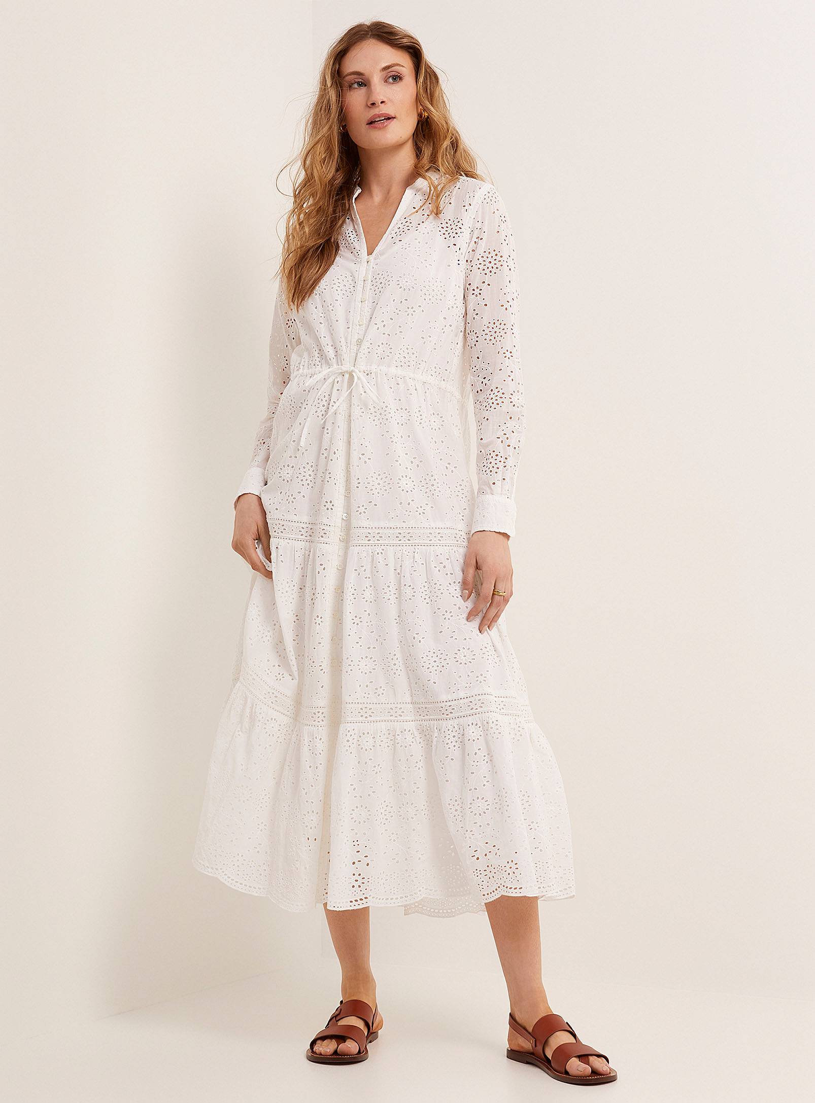 Shop Polo Ralph Lauren Broderie Anglaise Tiered Maxi Dress In White