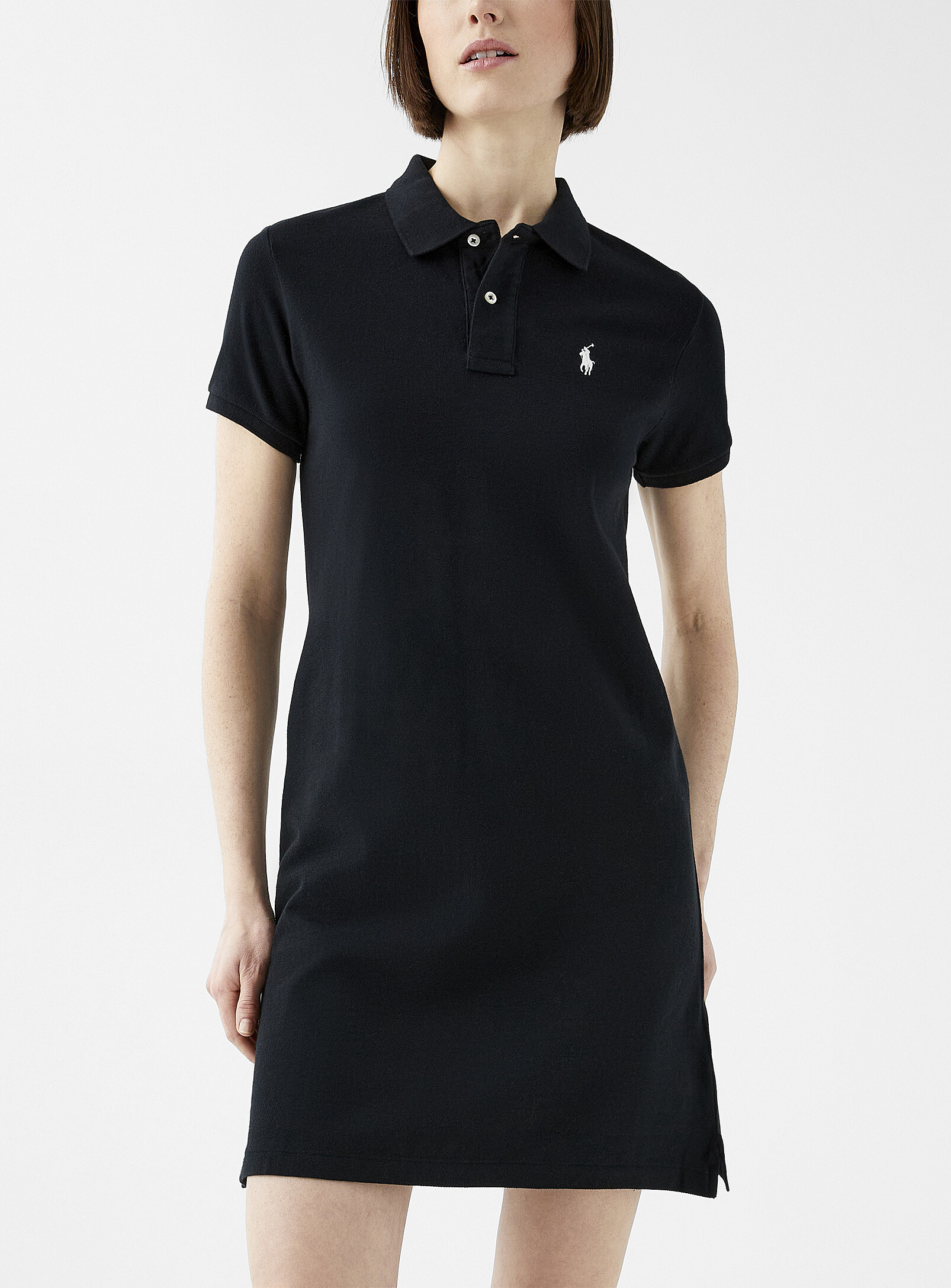 Polo Ralph Lauren - Signature crest polo mini-dress (Women, Black, LARGE)
