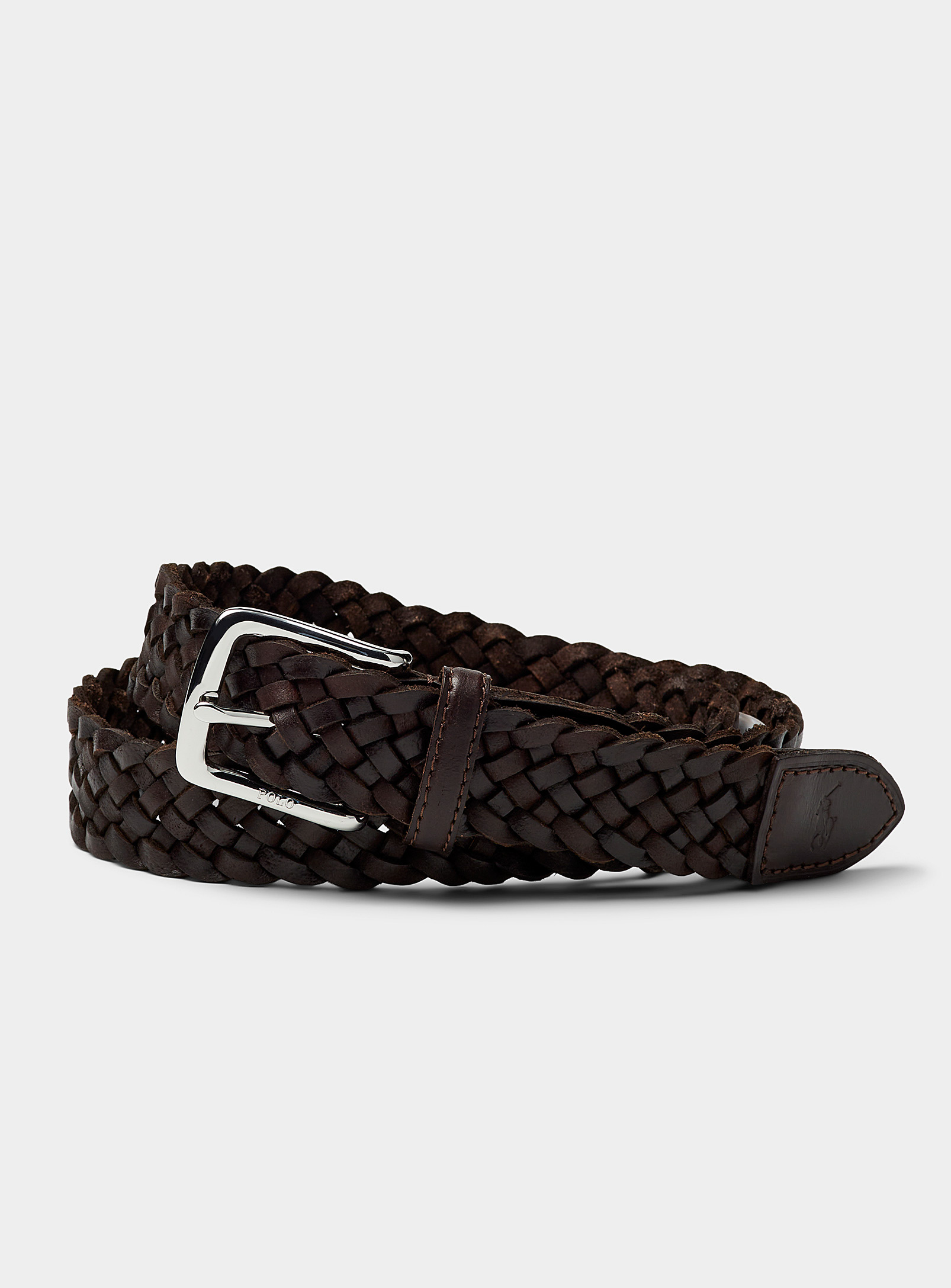 Polo Ralph Lauren Braided Leather Belt In Brown