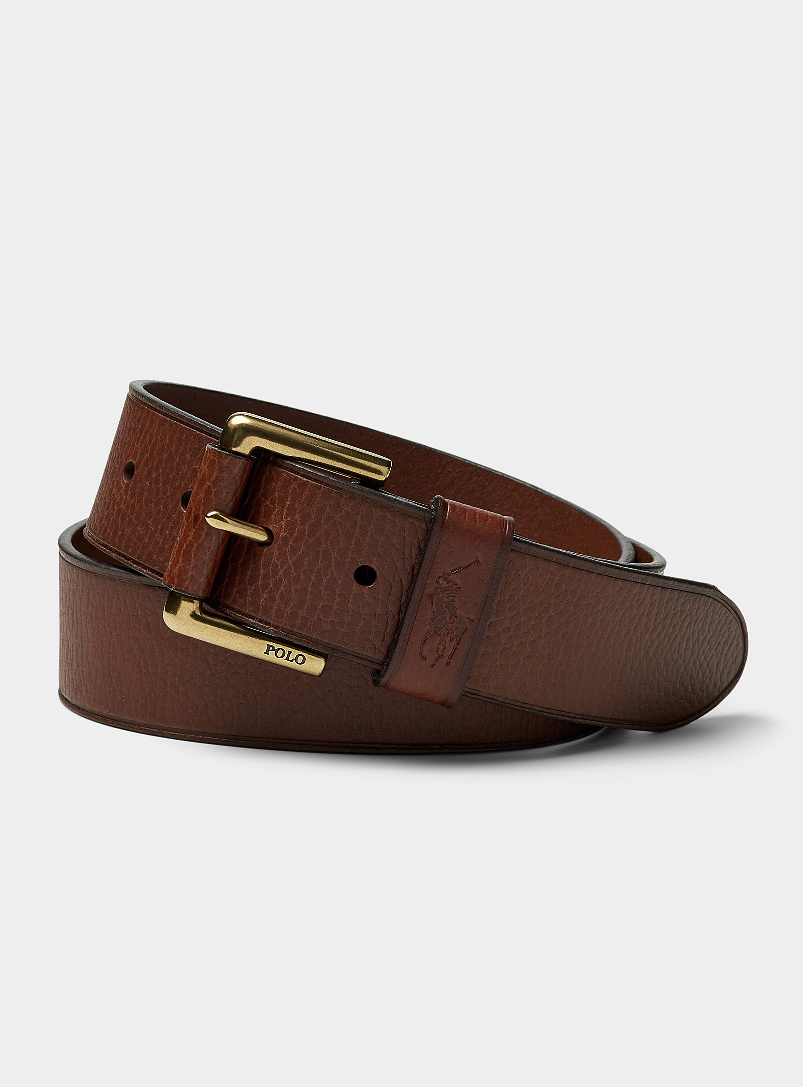 Polo Ralph Lauren Textured Leather Belt In Brown