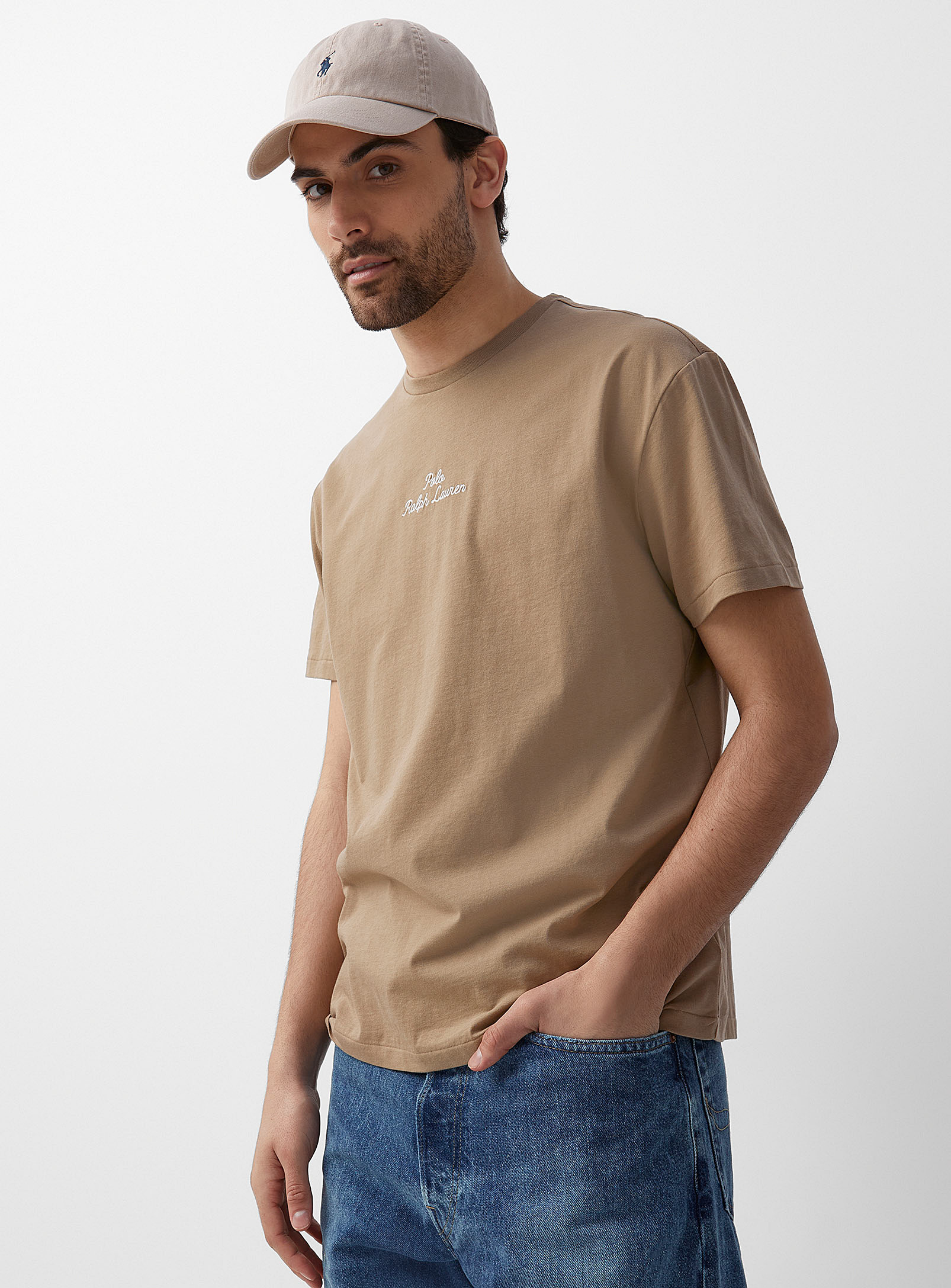 Shop Polo Ralph Lauren Logo Embroidery T-shirt In Fawn