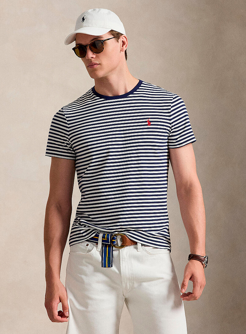 Embroidered Rider Dual-Stripe T-Shirt
