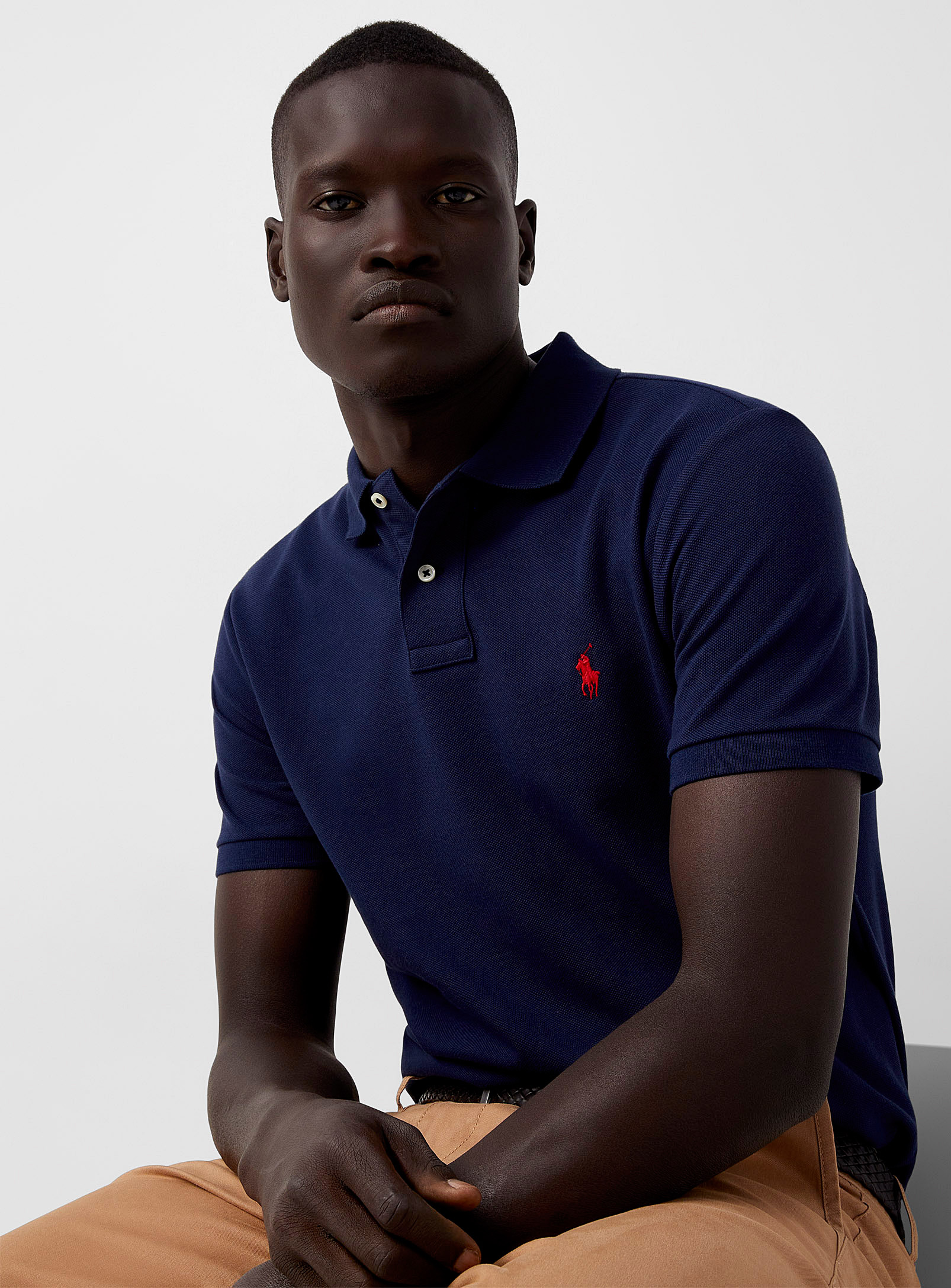 Polo Ralph Lauren - Embroidered logo piqué polo (Men, Blue, XX-LARGE)