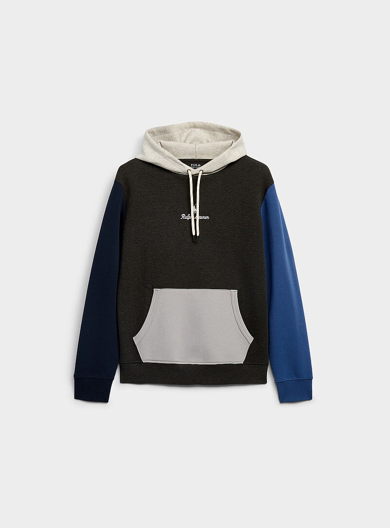 Embroidered Logo Colour-Block Hoodie