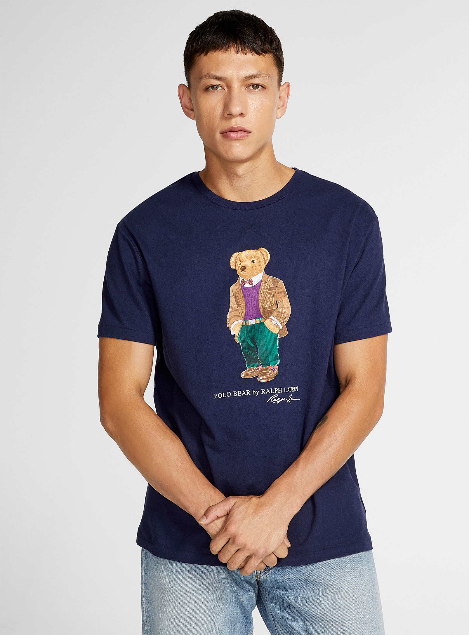 Preppy Teddy Bear T-shirt In Marine Blue