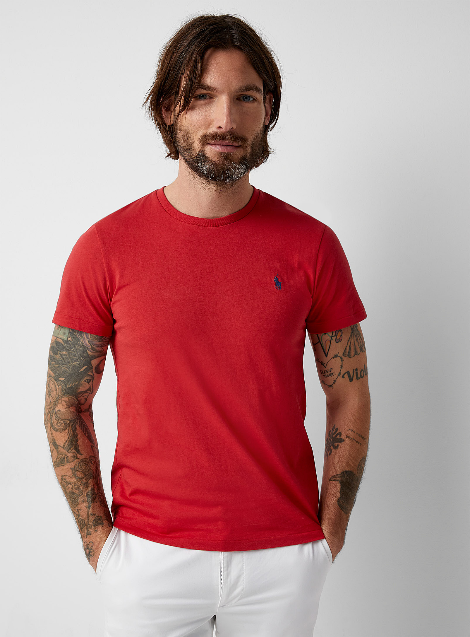 Polo Ralph Lauren Embroidered Rider T-shirt Slim Fit In Red