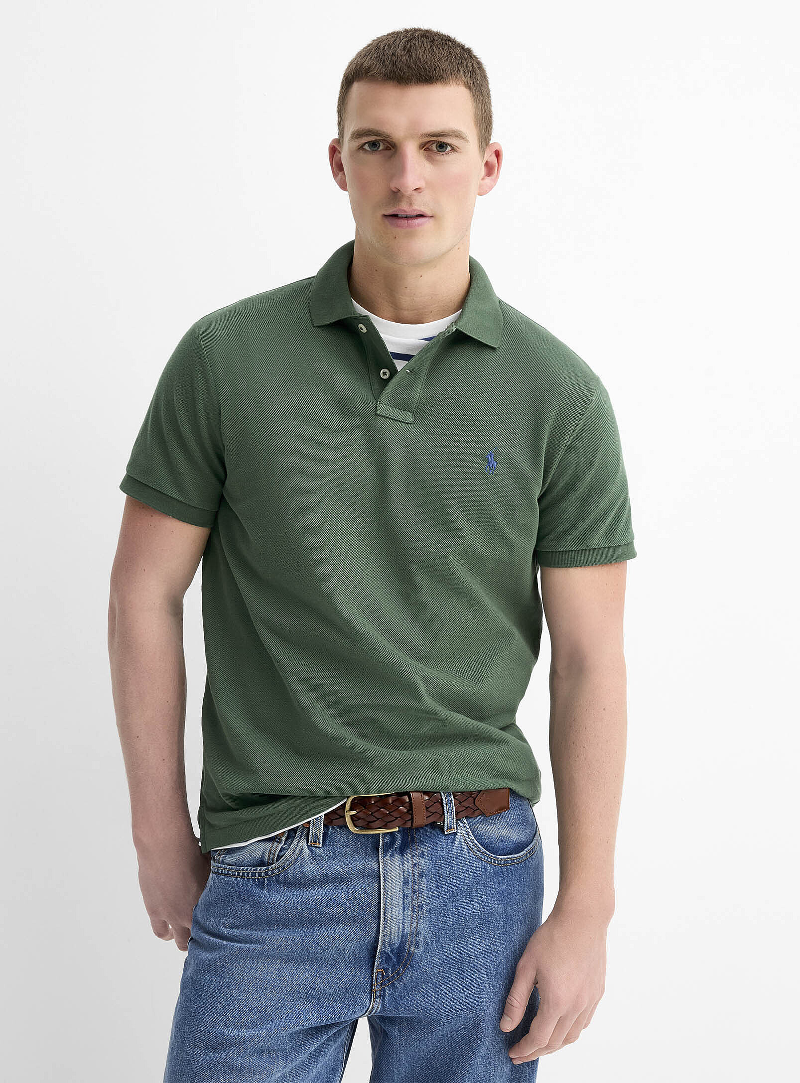 Polo Ralph Lauren - Embroidered rider piqué polo Slim fit (Men, Green, X-LARGE)
