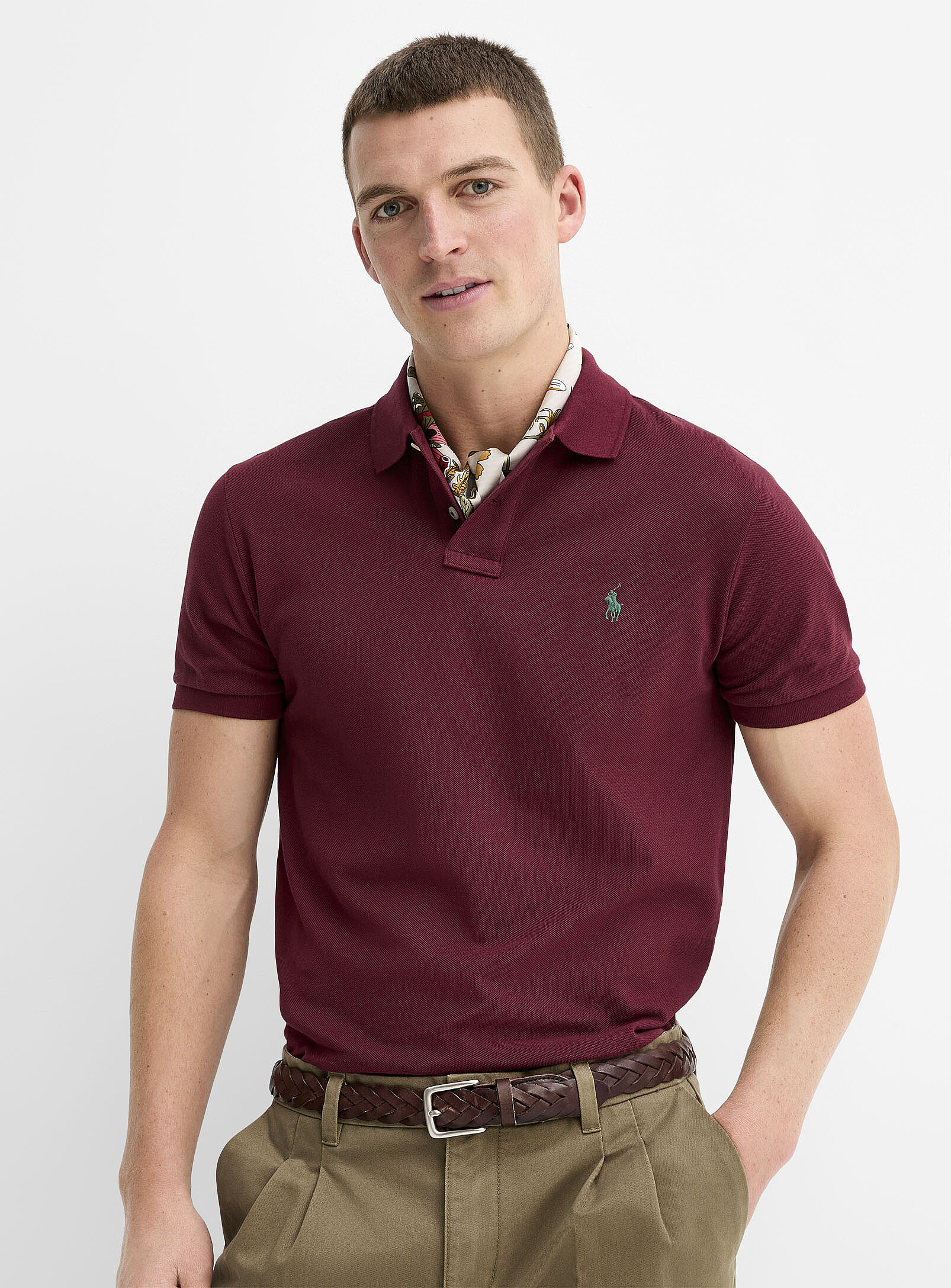 Polo Ralph Lauren - Embroidered rider piqué polo Slim fit (Men, Red, SMALL)