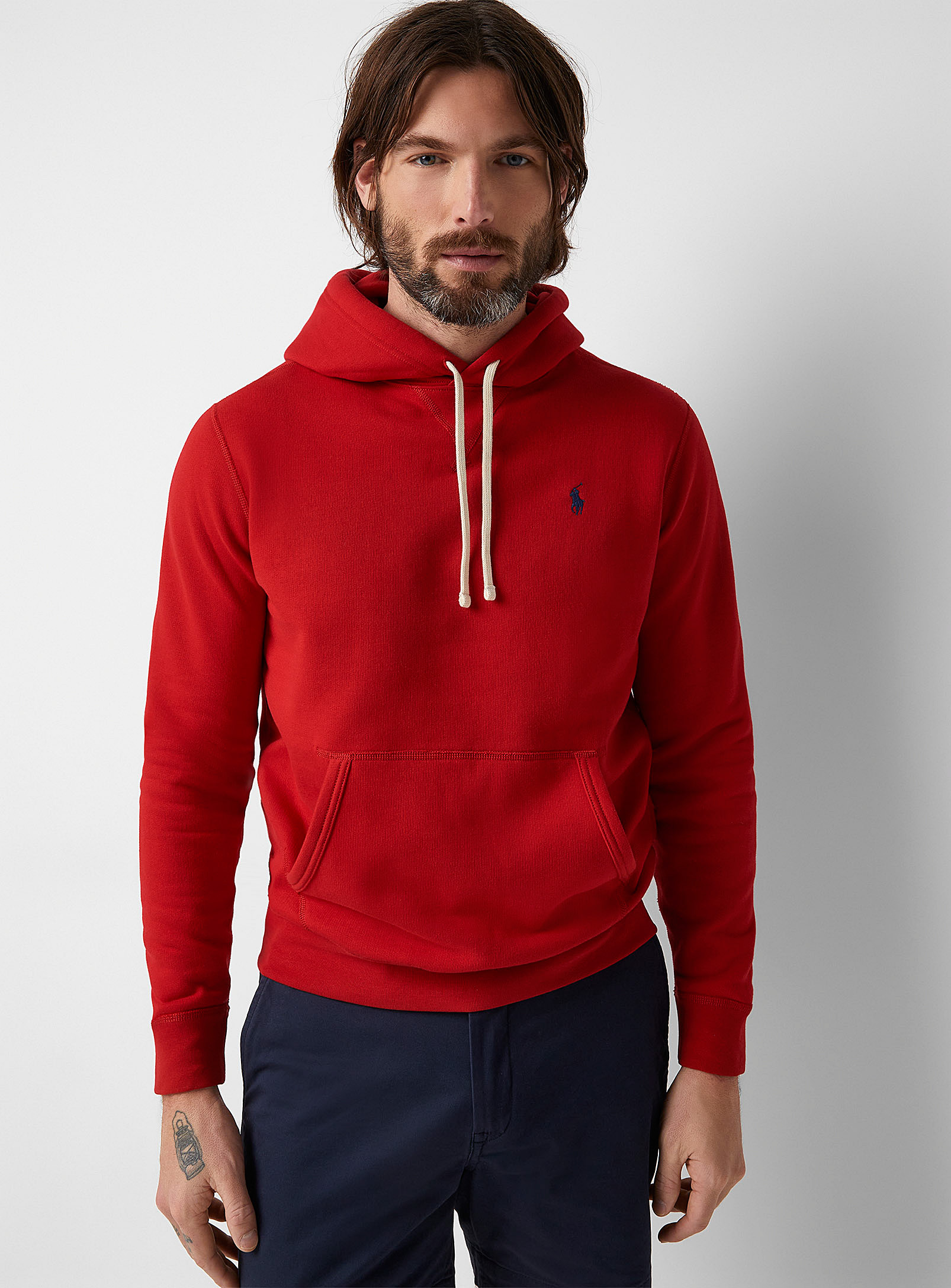 Shop Polo Ralph Lauren Embroidered Rider Hoodie In Red